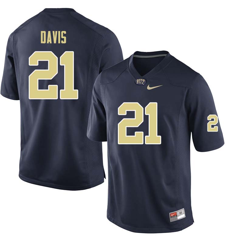 Men #21 A.J. Davis Pittsburgh Panthers College Football Jerseys Sale-Navy